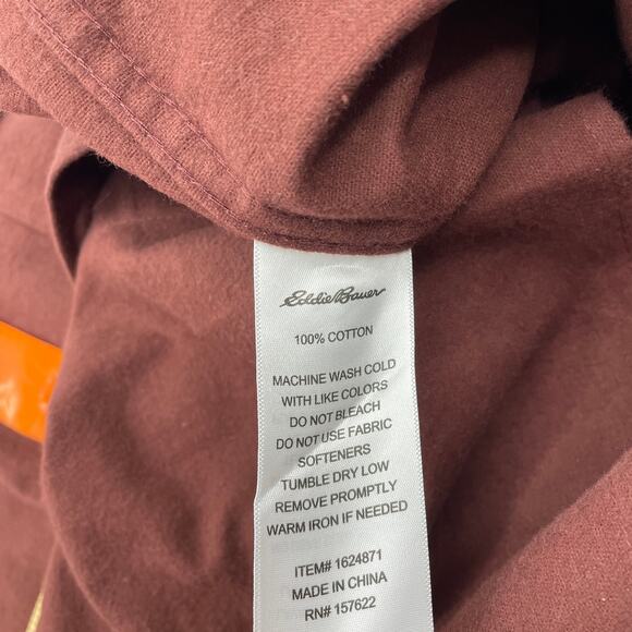 New EDDIE BAUER Men Double Brushed Chamois Shirt Long Sleeve Sz XXL Button Front - Picture 5 of 8